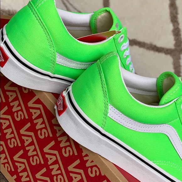••VANS OLD SKOOL NEON GREEN GECKO/TRUE WHITE men’s - Picture 9 of 16